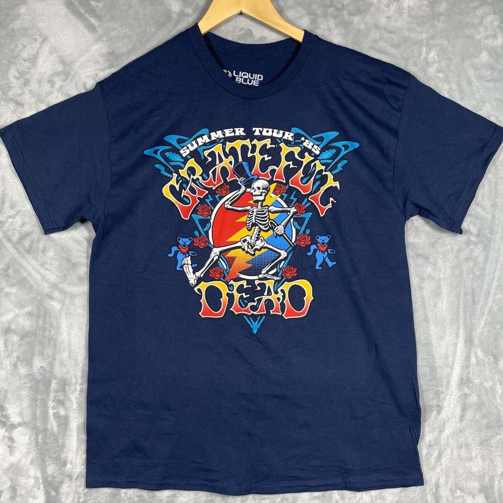 Liquid Blue Grateful Dead Summer Tour 85 Graphic Tee Navy Blue Mens L RN 81758